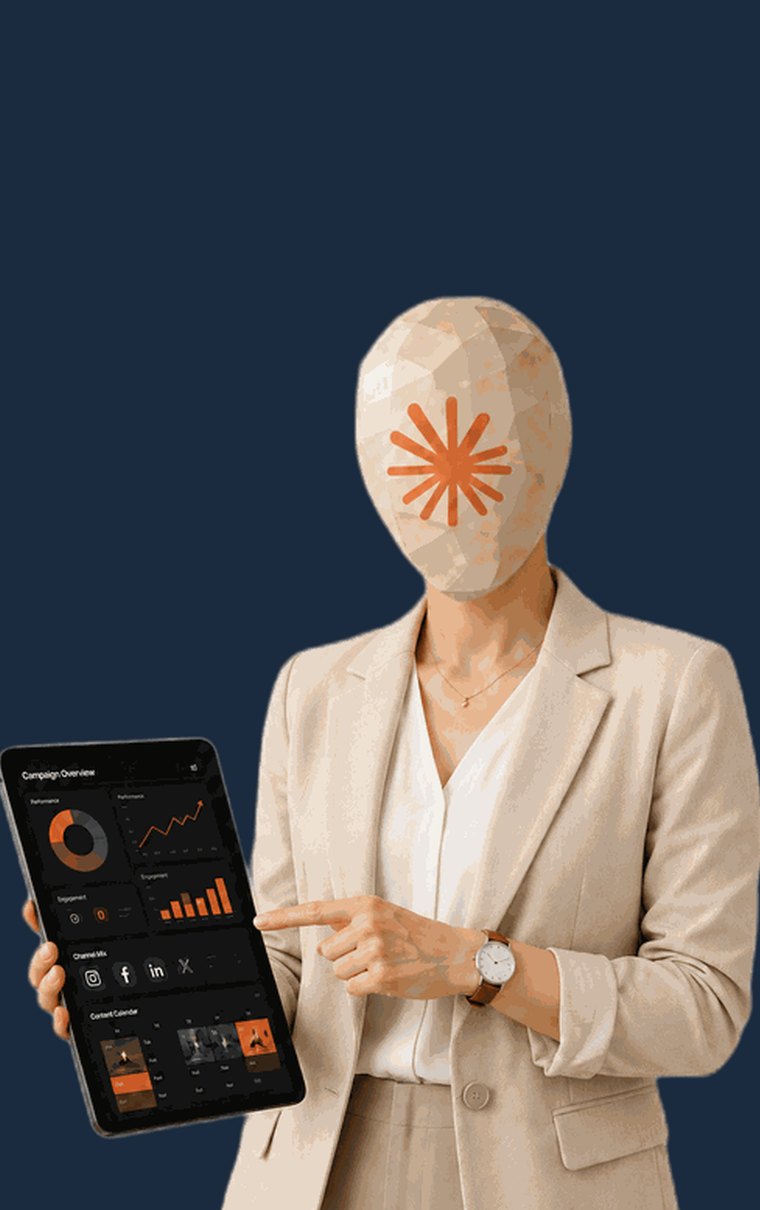 智谷 AI Agent 形象,手持已建好的儀表板